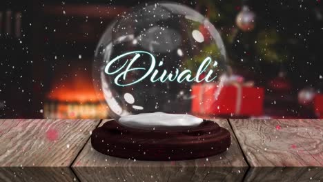 Diwali-Auf-Einer-Schneekugel