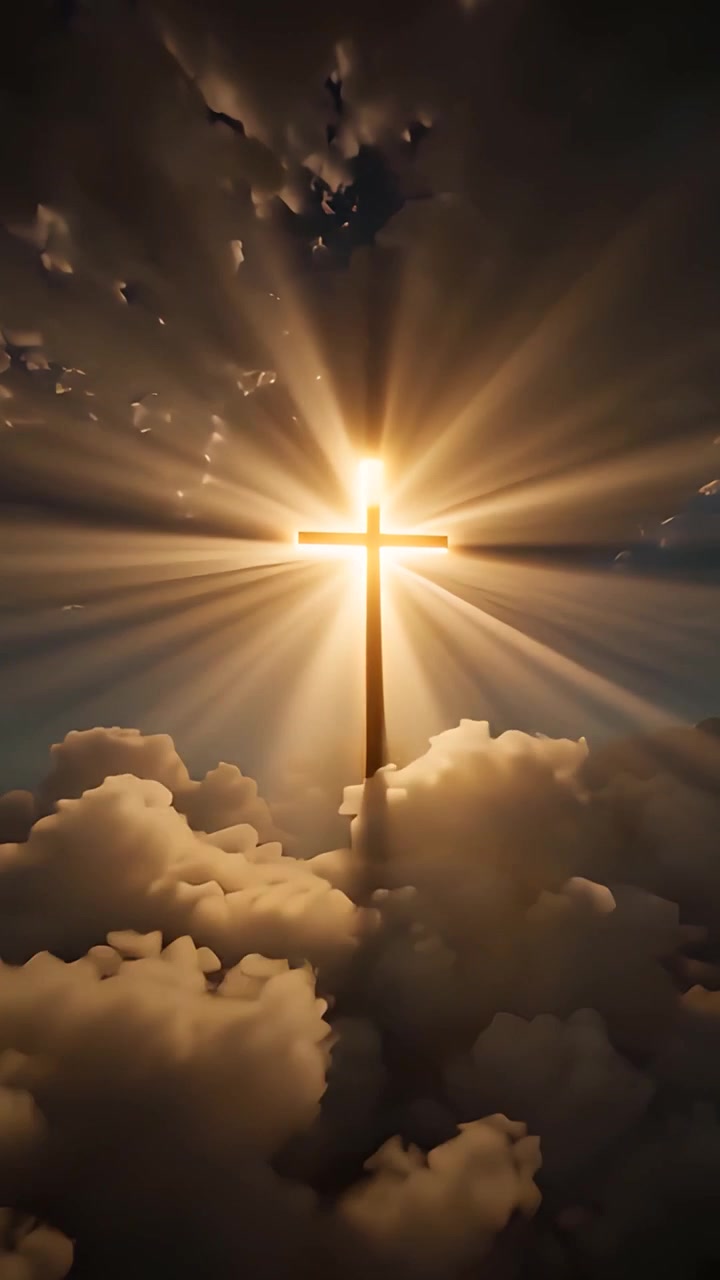 Sfondo per Adorazione 4K: Croce Cristiana e Luce Celeste