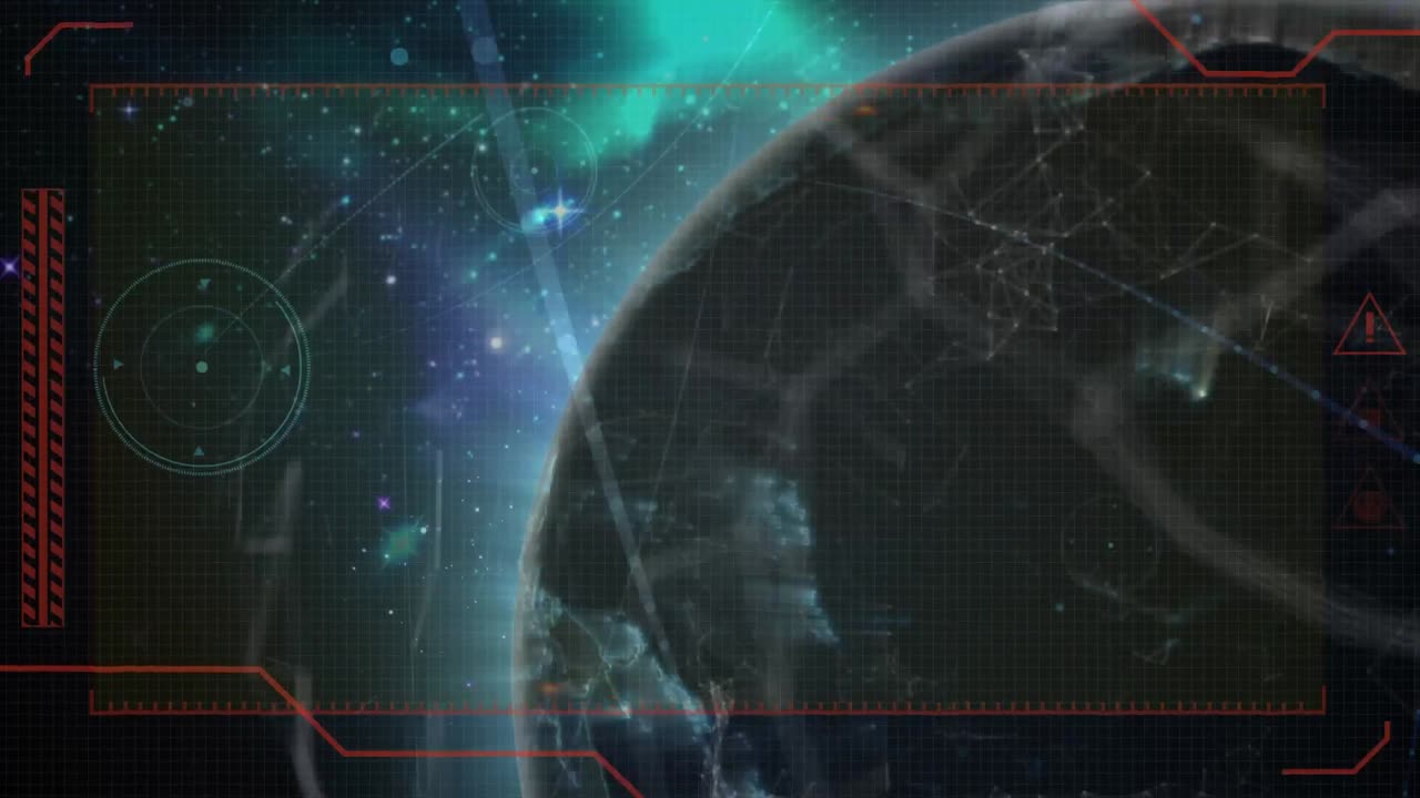 animación de redes de conexiones y globo sobre fondo negro