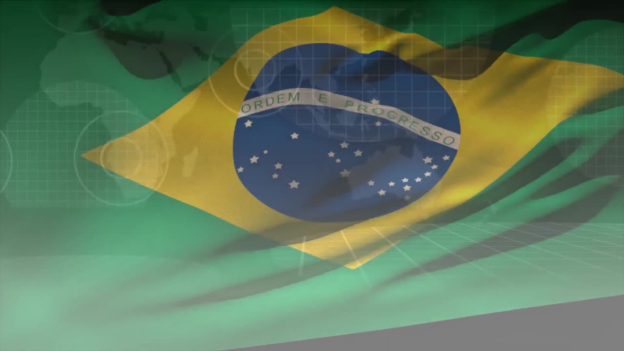 animación del movimiento de la bandera de brasil a través de la interfaz digital