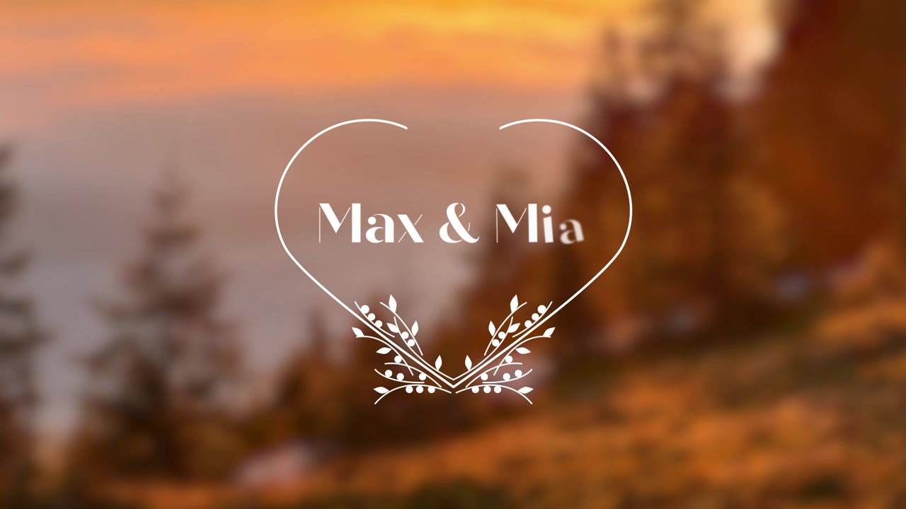 Animated Wedding Invitation Template with Floral Frame and Sunset Background