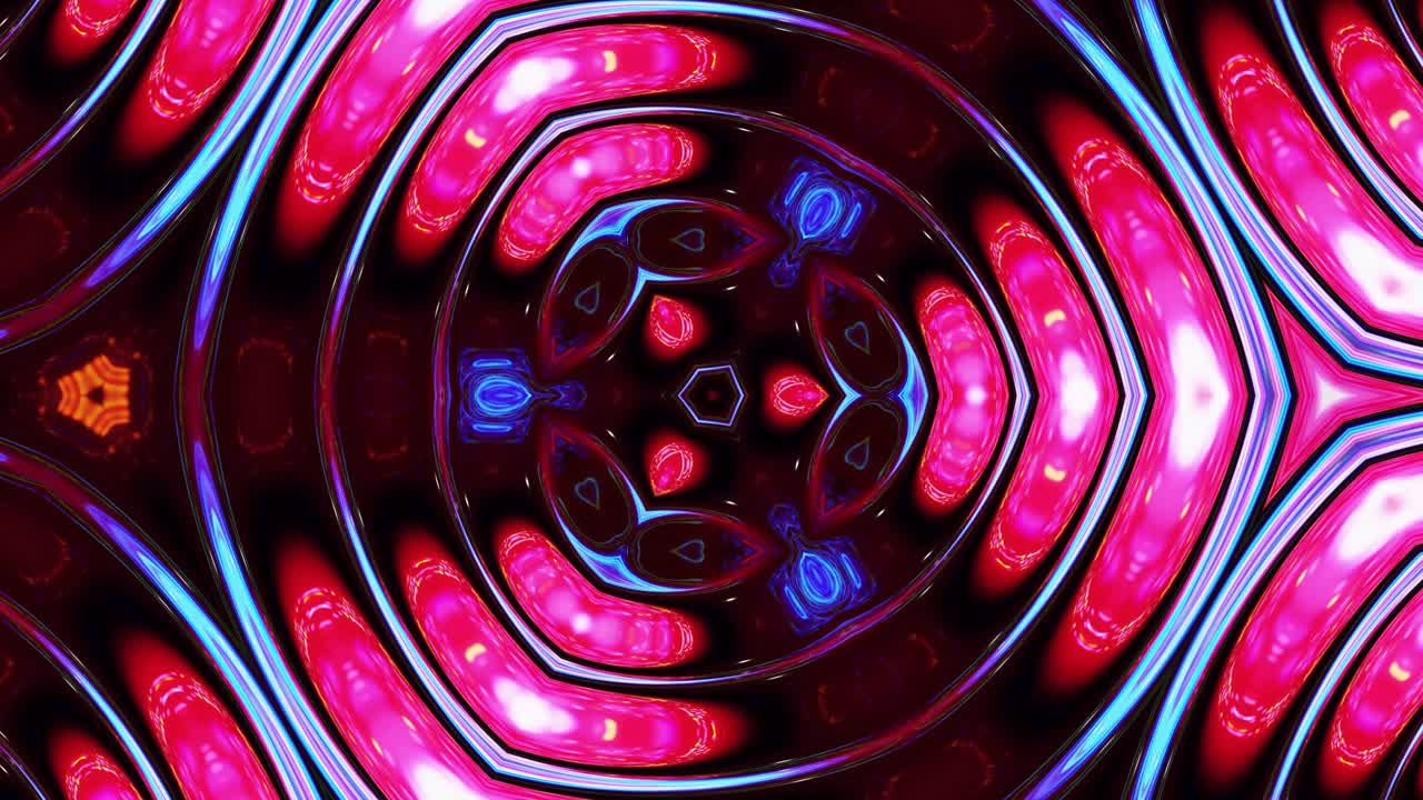3D stylové abstraktní smyčkové pozadí jako vlnitý symetrický vzor, jako kaleidoskopická struktura s vlnami, vícebarevné tekuté sklo s krásnými přechodovými barvami. 4k trendy barevná fluidní animace
