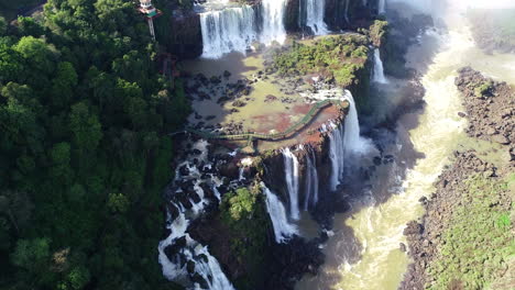 a top-down view of the iguazu falls on the brazilian side, devoid of any visitors, revealing the pristine and unspoiled beauty of this natural wonder