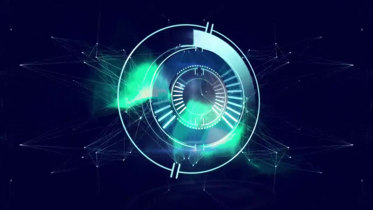 Abstract Digital Sphere with Rotating HUD Interface