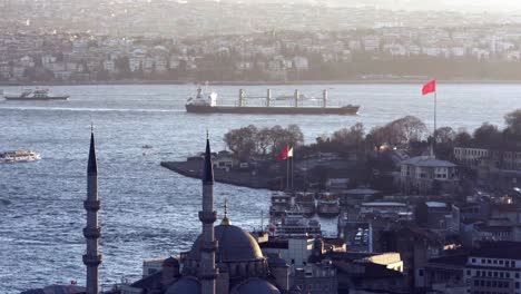 cargo ship going on istanbul bosphorus