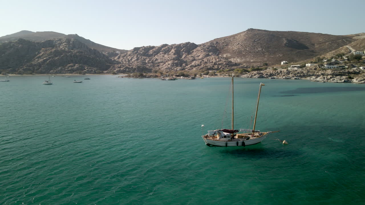 360 view of a sailing boat in Paros, Greece