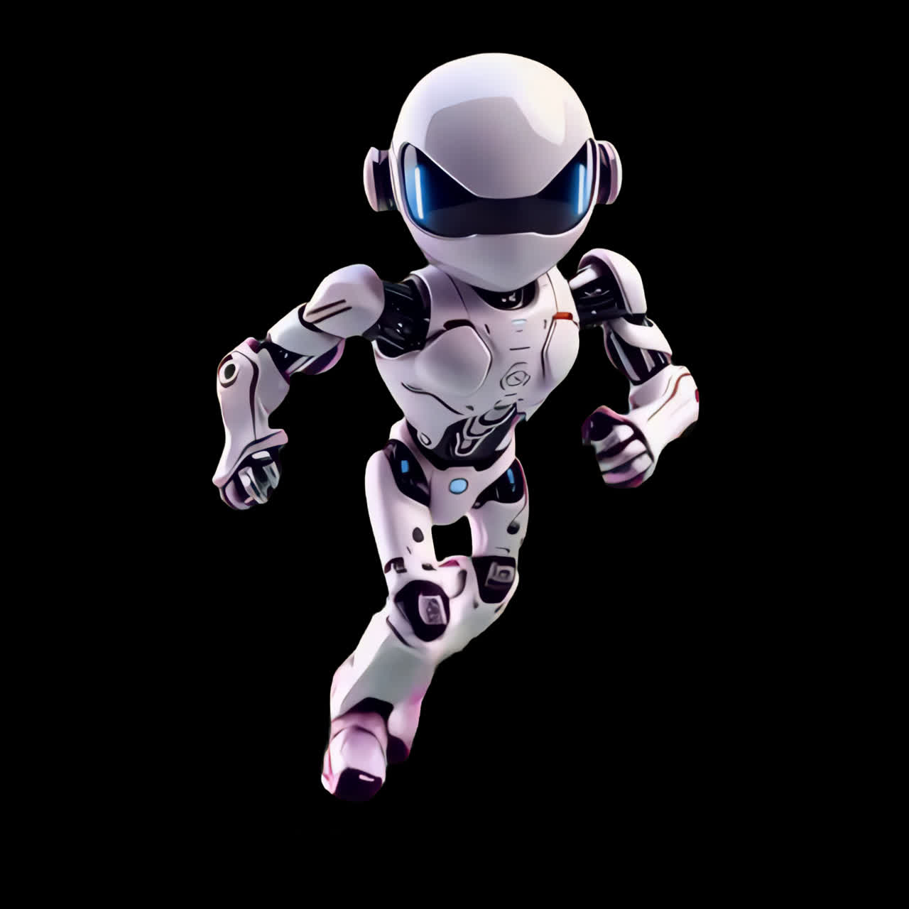 Futuristic humanoid robot design animation isolated asset, transparent 4K video, alpha channel