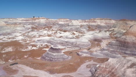 Blue-Mesa-Badlands,-Petrified-Forest-National-Park,-Arizona-USA,-Sandstone-Rocks-on-Sunny-Day,-Panorama,-Full-Frame