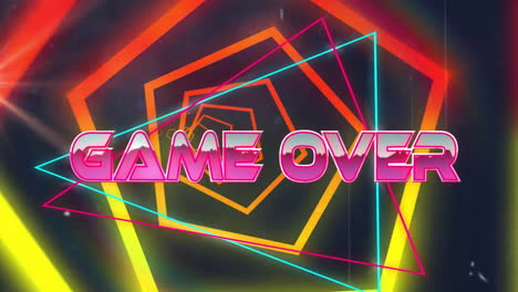 animación del juego sobre texto sobre patrón de neón