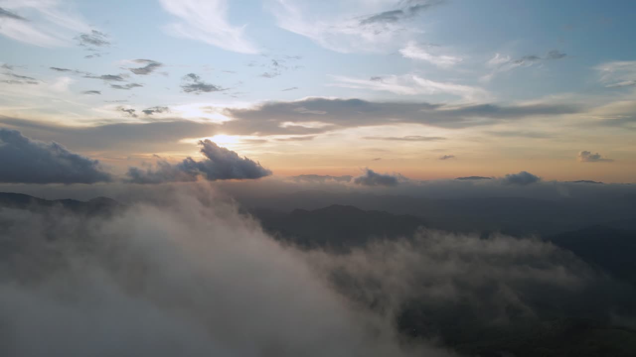 Scenic Sunset Drone Flight In Cloudy Colorful Sky, 4K Costa Rica
