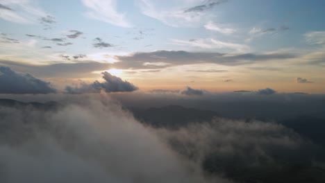 scenic sunset drone flight in cloudy colorful sky, 4k costa rica