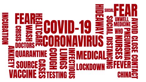textos de concepto de coronavirus que se mueven contra un fondo blanco