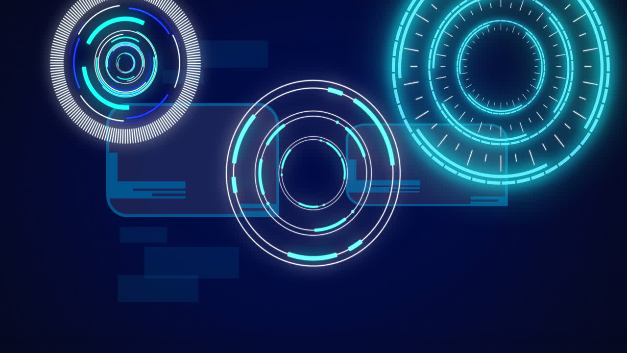 Animation of scopes scanning and data processing over digital screen