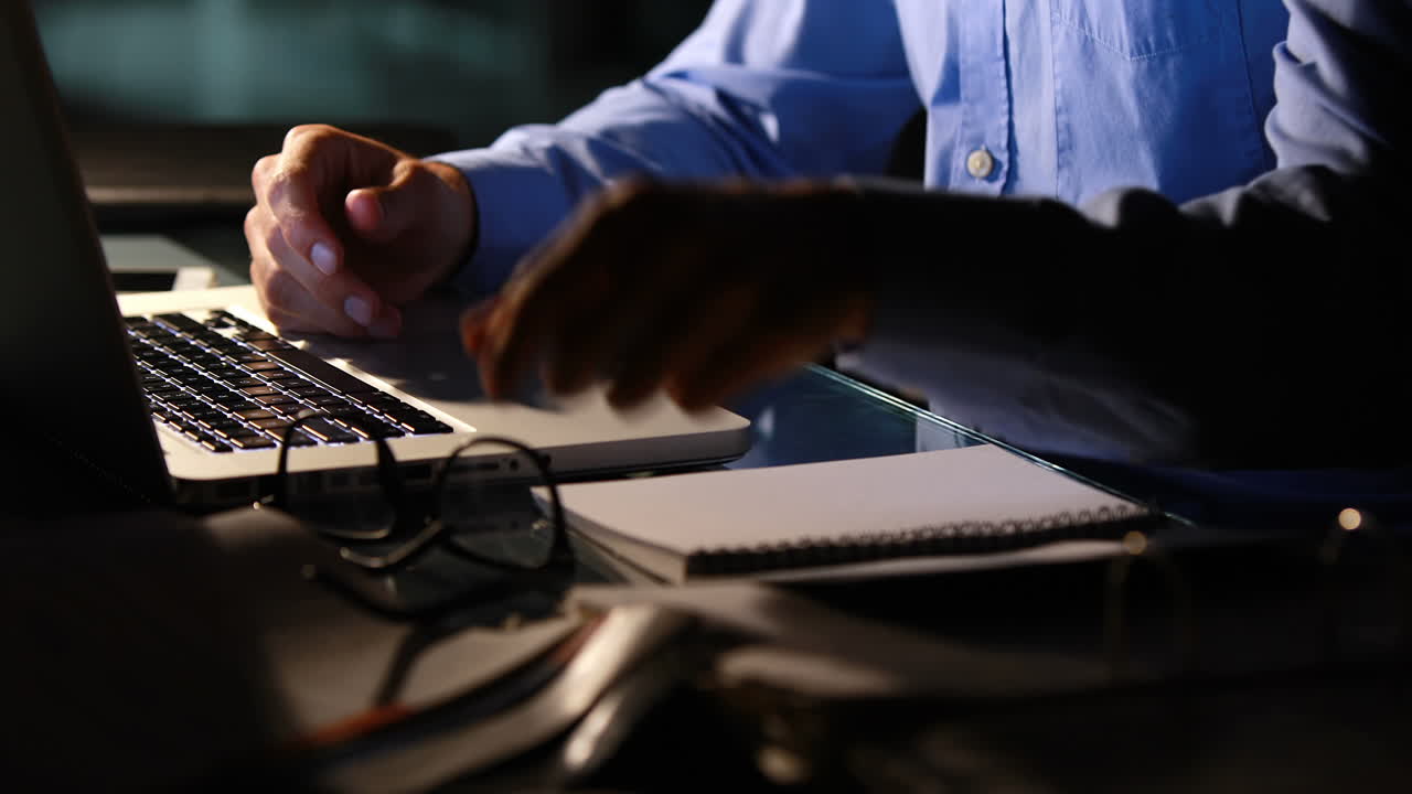 Businessman working at night