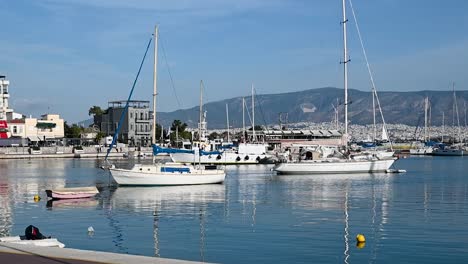 multiple boats floating outside laurium, greece