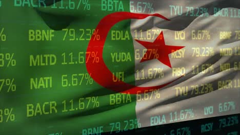 Animation-Der-Finanzdatenverarbeitung-über-Der-Flagge-Algeriens