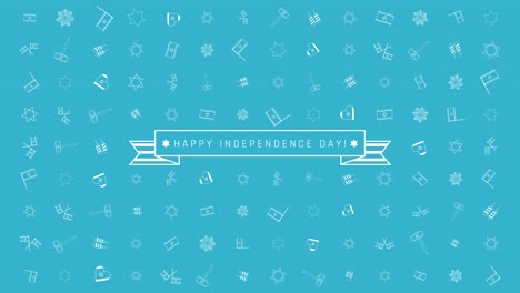 israel independence day holiday flat design animation background with traditional outline icon symbols and english text