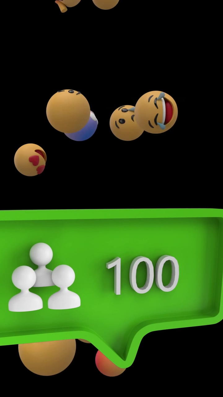 Emoji icons flying on black background 4k