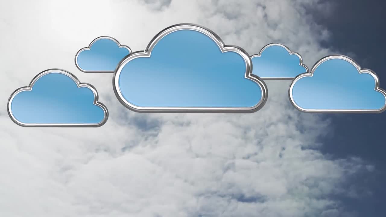 하늘을 배경으로 한 디지털 구름의 애니메이션