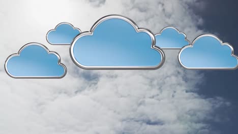 animación de nubes digitales con el cielo en el fondo