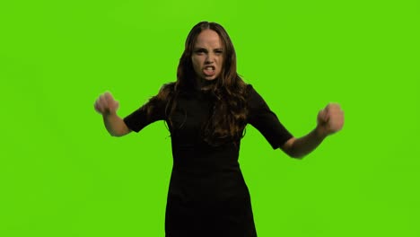 a young beautiful girl has an emotional breakdown. chromakey.