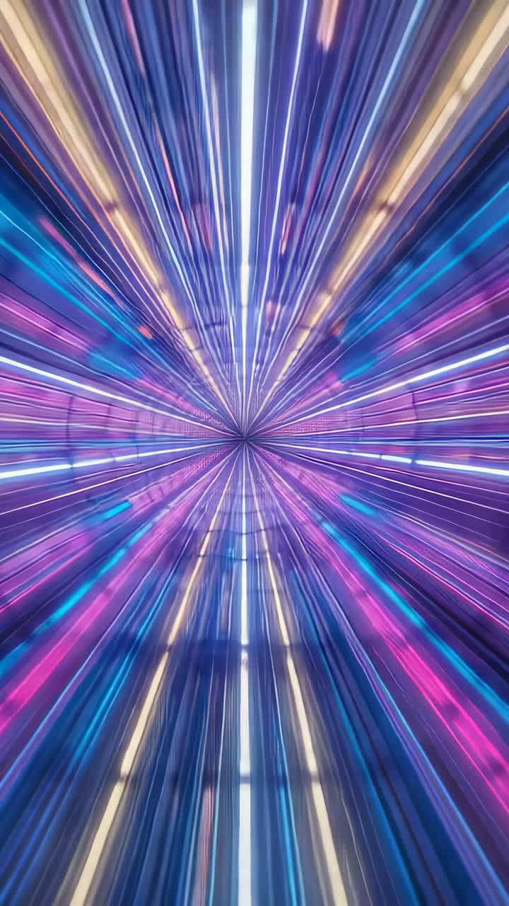 Vertical video: Playing radial LED tunnel on portrait frame, center pulsing, creating zoom effect
