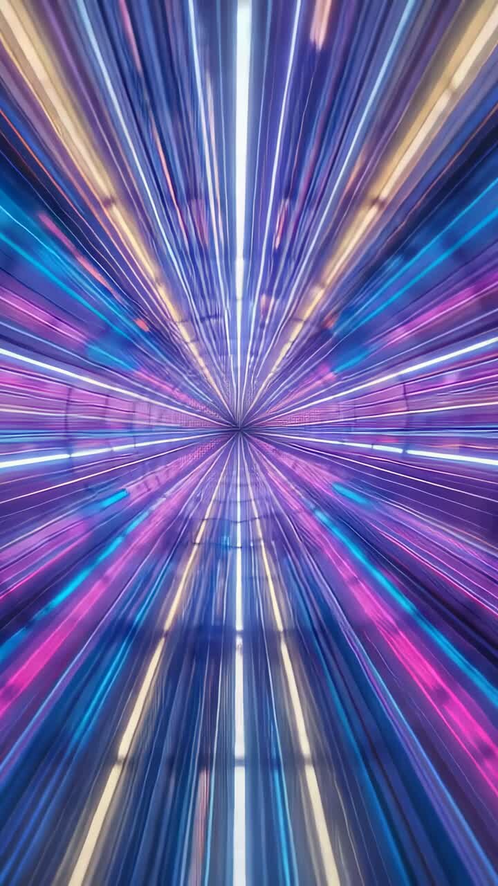 Vertical video: Playing radial LED tunnel on portrait frame, center pulsing, creating zoom effect
