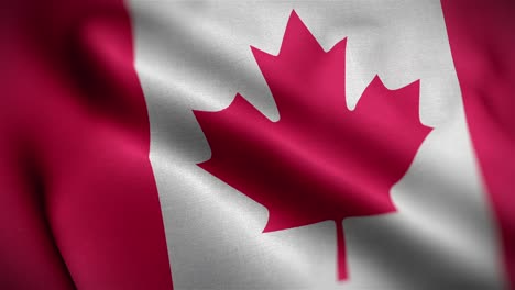 angled view of the canadian flag flapping in hd