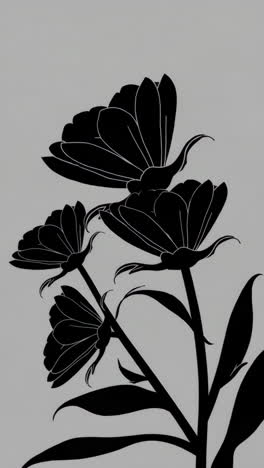 black floral silhouette on gray background