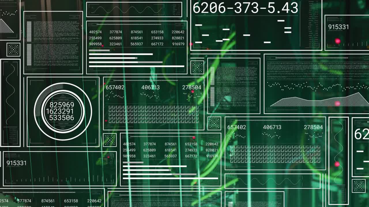 On start HUD populating panels while green trace rising readouts filling for monitoring