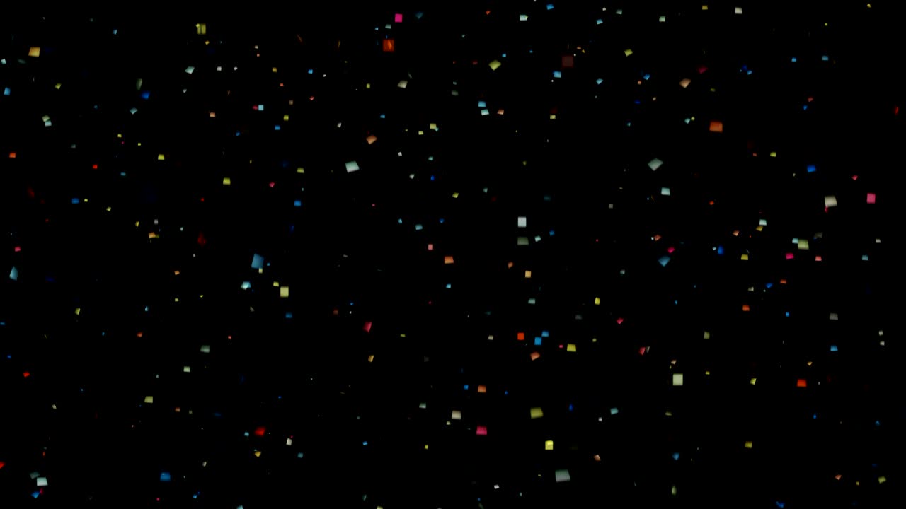 caída de confeti de varios colores sobre un fondo negro. bucle sin costuras