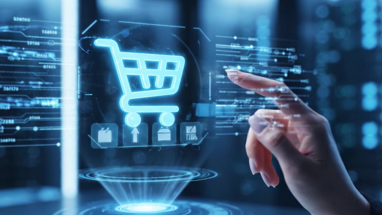 Explorando el Futuro del Comercio Electrónico: Interfaz Interactiva de Carrito de Compras Digital en un Entorno de Centro de Datos de Alta Tecnología
