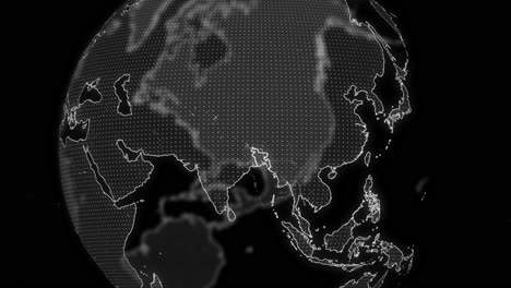 bangladesh country alpha for editing data analysis technology globe rotating, cinematic video showcases a digital globe rotating, zooming in on bangladesh country alpha for editing template