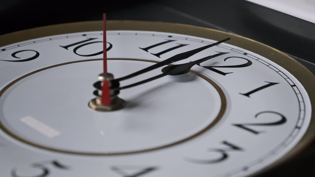 Vintage Wall Clock with Moving Second Hand on White Circular Dial