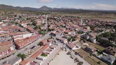 aerial panoramic: picturesque village view of navas del rey, spain