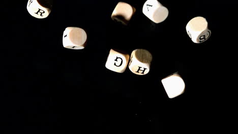 human rights dice coming together on black background