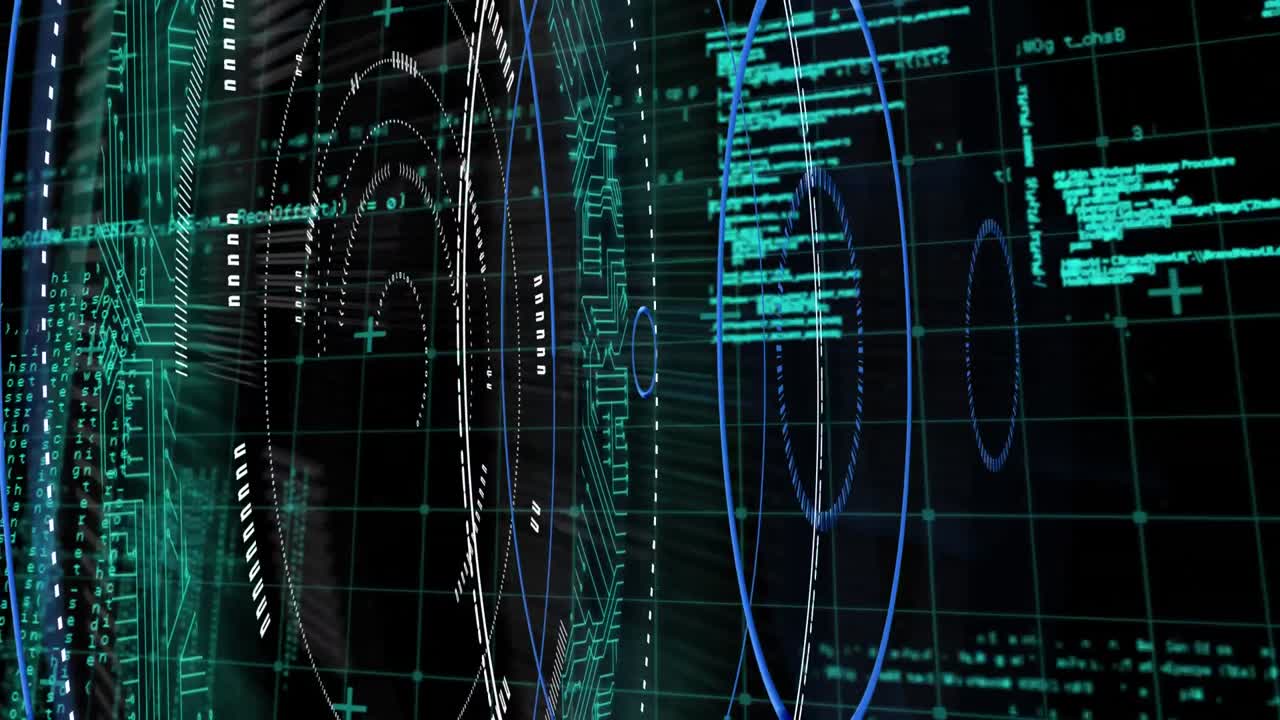 Round scanner and data processing against black background