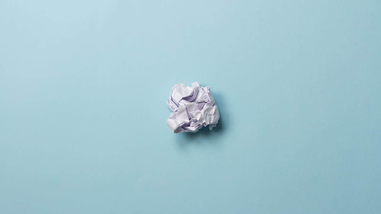 Crumpled paper ball stop motion animated set of icons and signs.