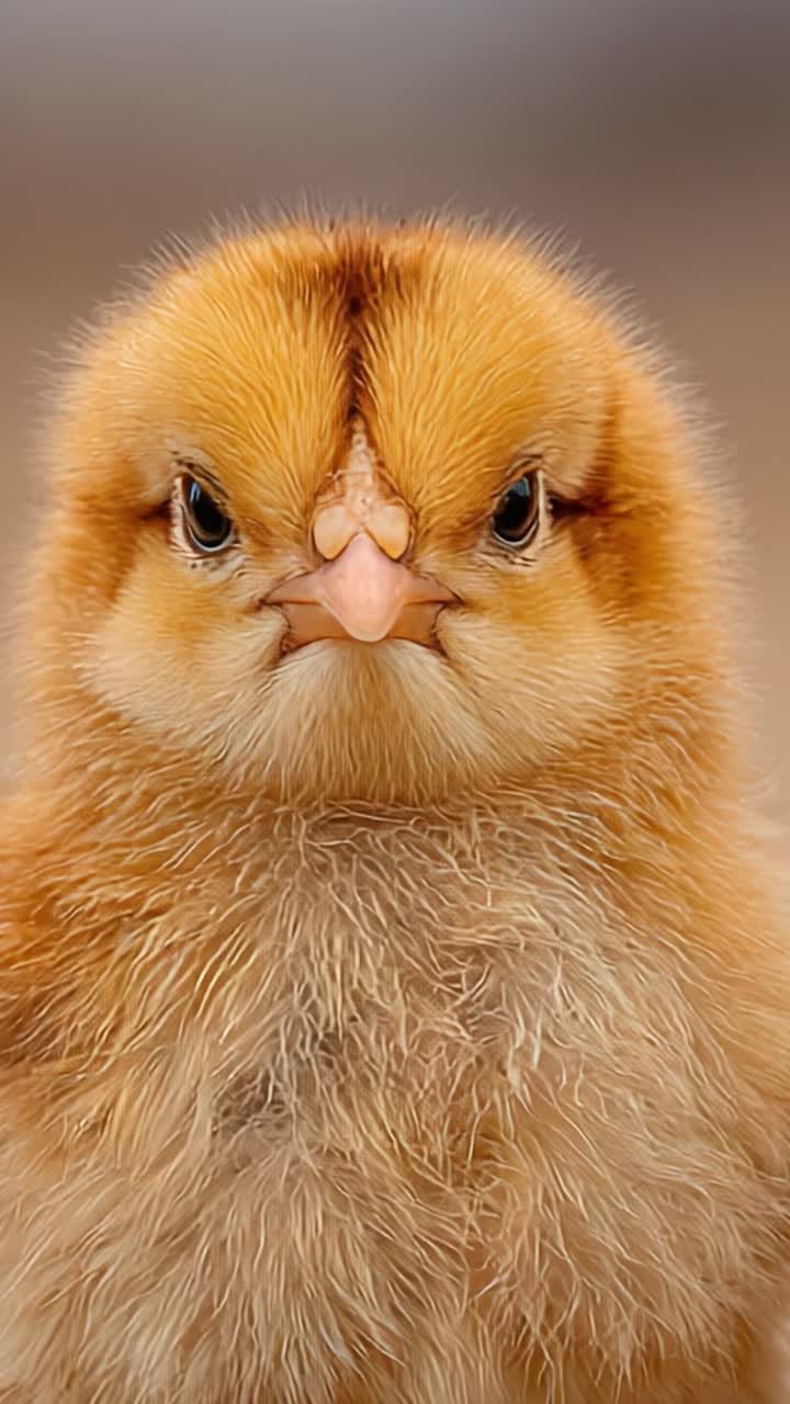 A Captivating Close-Up of a Cute Yellow Chick Showcasing Its Expressive Face and Adorable Features, Perfect for Nature Lovers and Animal Enthusiasts