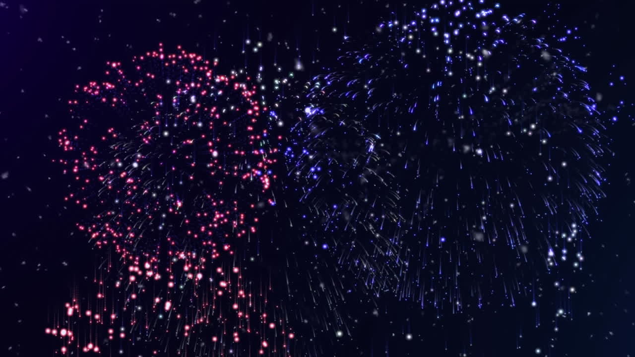 Animation of multi coloured fireworks exploding