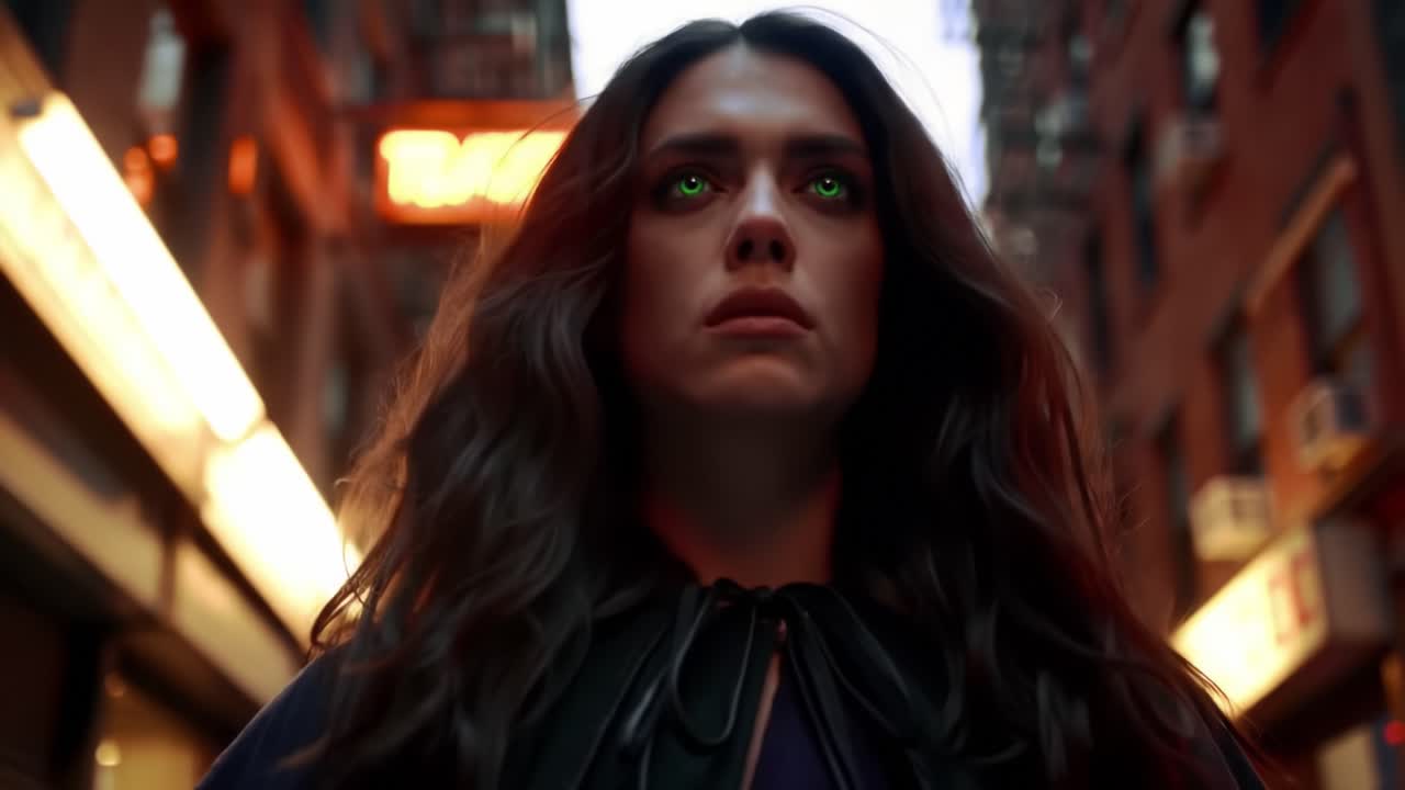 Mysterious Woman in Urban Setting