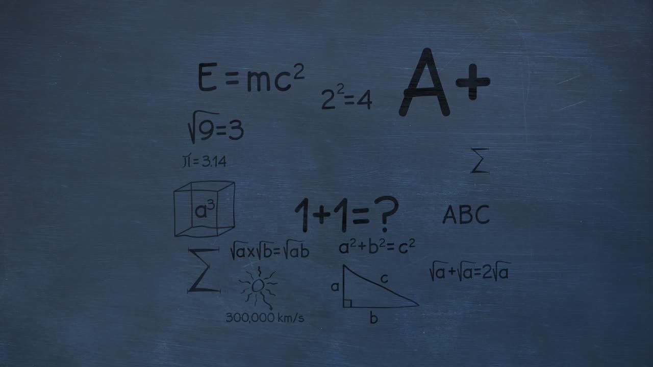 animación del procesamiento de datos matemáticos sobre un fondo azul