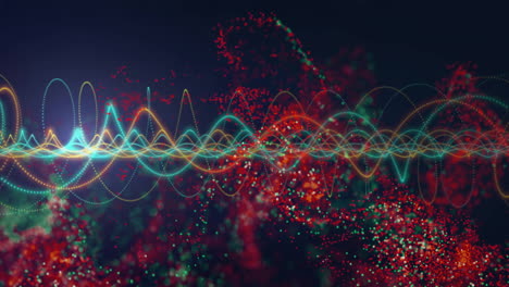 animación de senderos de luz y procesamiento de datos sobre un fondo oscuro
