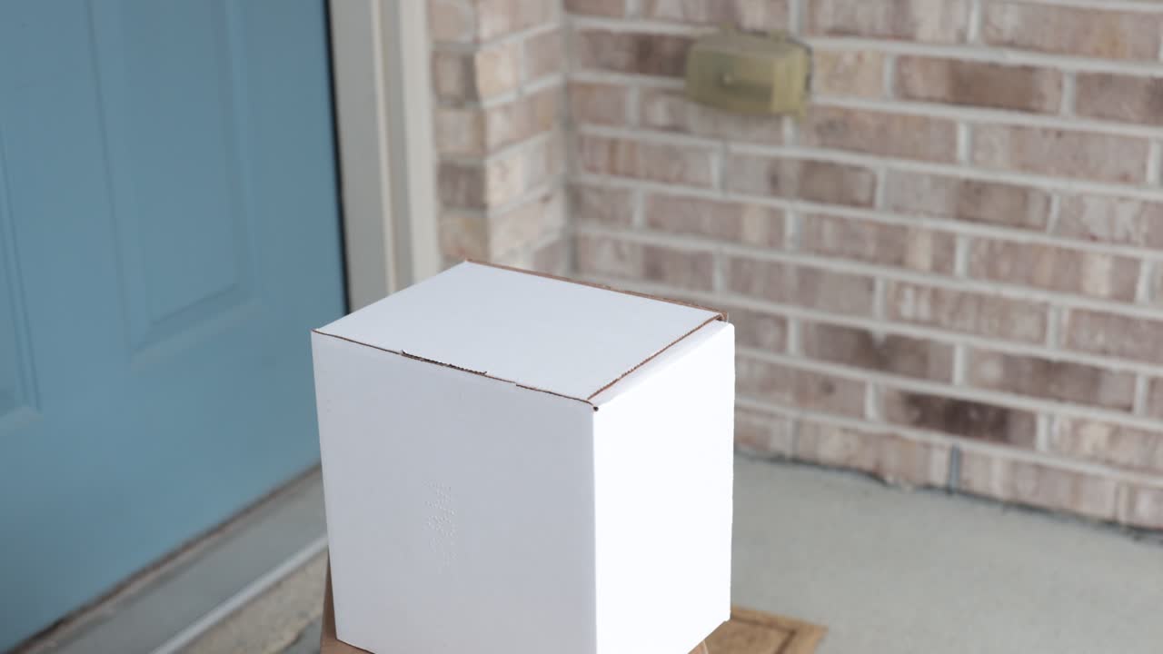 White Package Delivered to Front Door