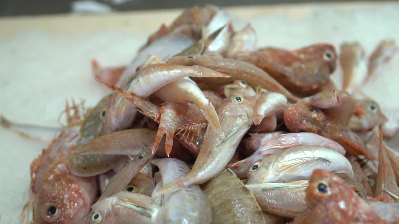 pila de pescado morralla roja