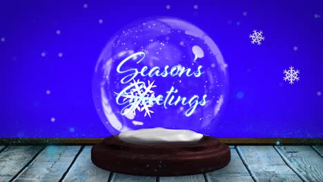 Animation-of-christmas-greetings-in-snow-globe-with-shooting-star-and-snow-falling