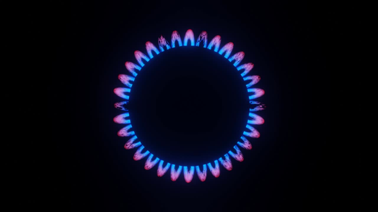 Gas burner. Blue methane gas.