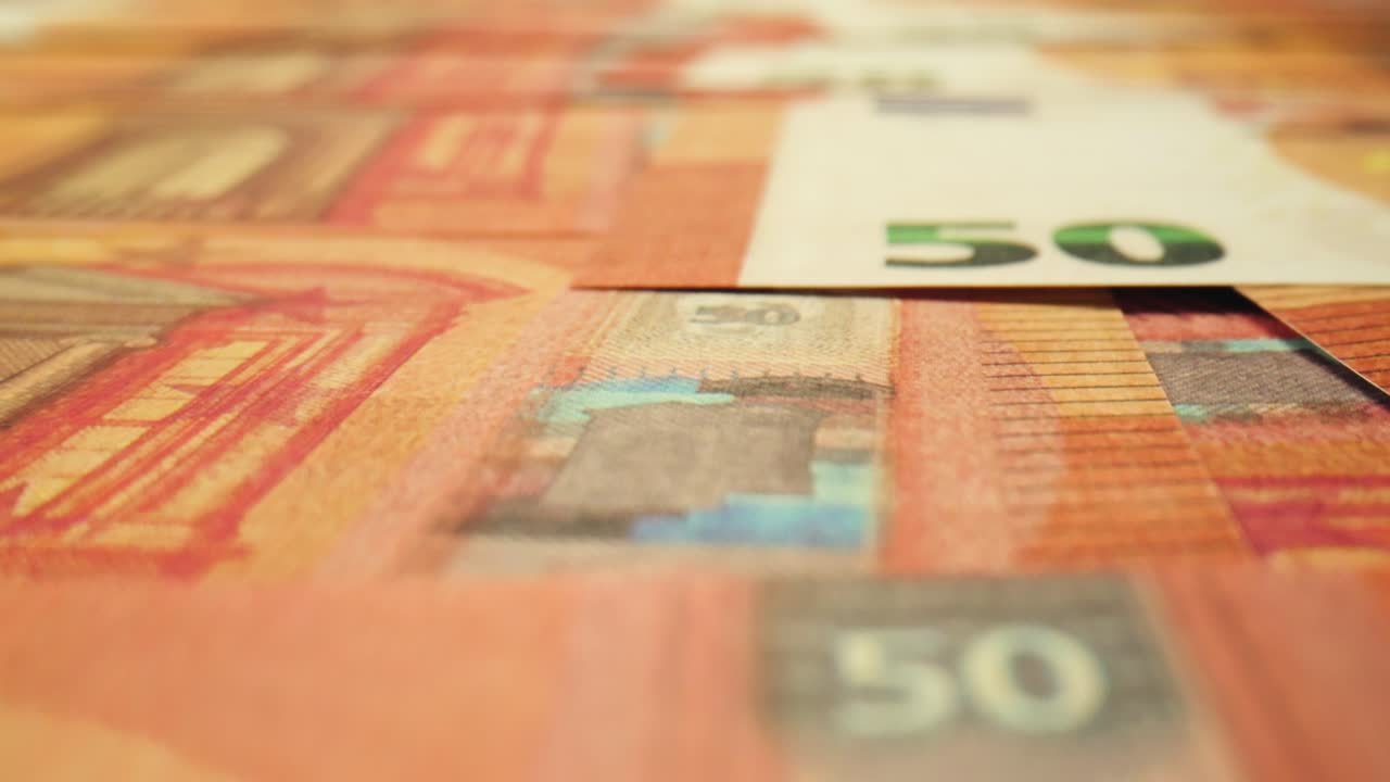 Stacks of cash dollars and euro, Banknotes counting, Specialised police officer Counting dollar euro banknotes in crime lab with machine, cashed out money, bitcoin changing, buying home flat in bank.