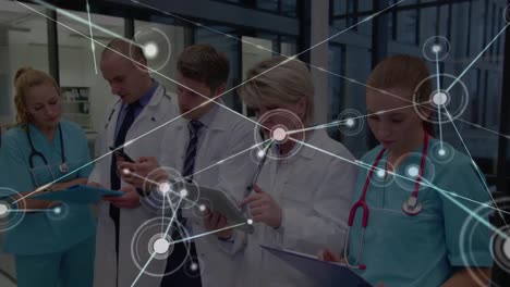 Animation-of-network-of-connections-over-diverse-doctors-using-tablet