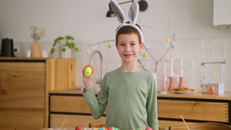 happy boy with easter egg